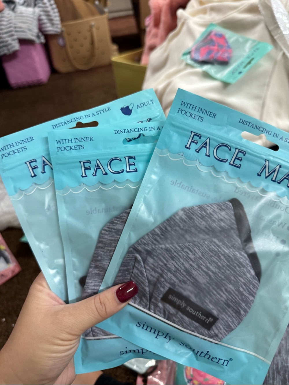 Simply Southern Gray Women's Face Masks with Heathered Pattern - Pack of 3